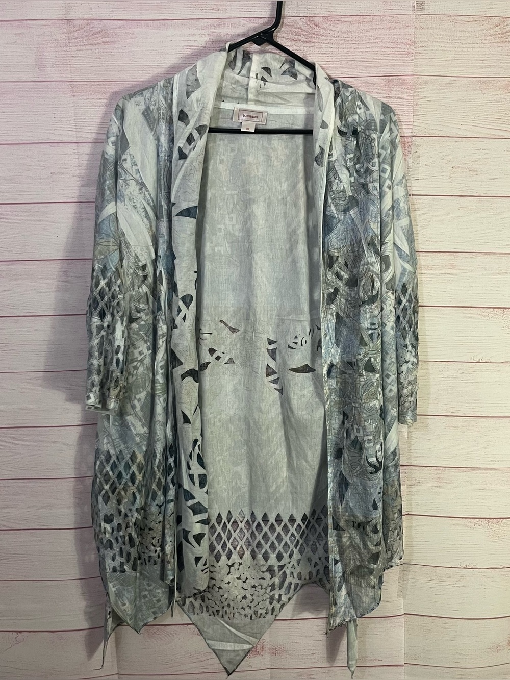 Kamana Open Front Boho Style Asymmetrical‎ Drape Cardigan Duster Size XL